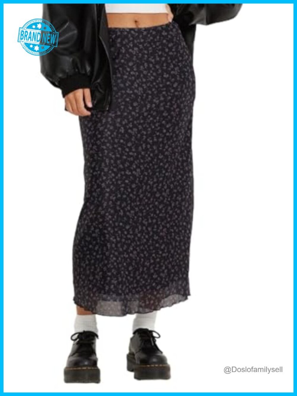Women Mesh Floral Ditsy Boho High Rise Midi Skirt Lettuce Hem